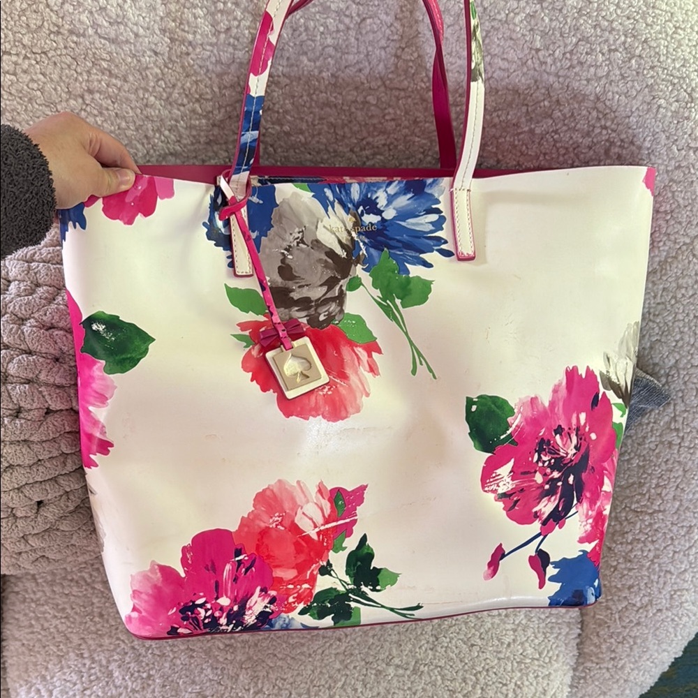 Kate Spade White and Pink Floral Tote
